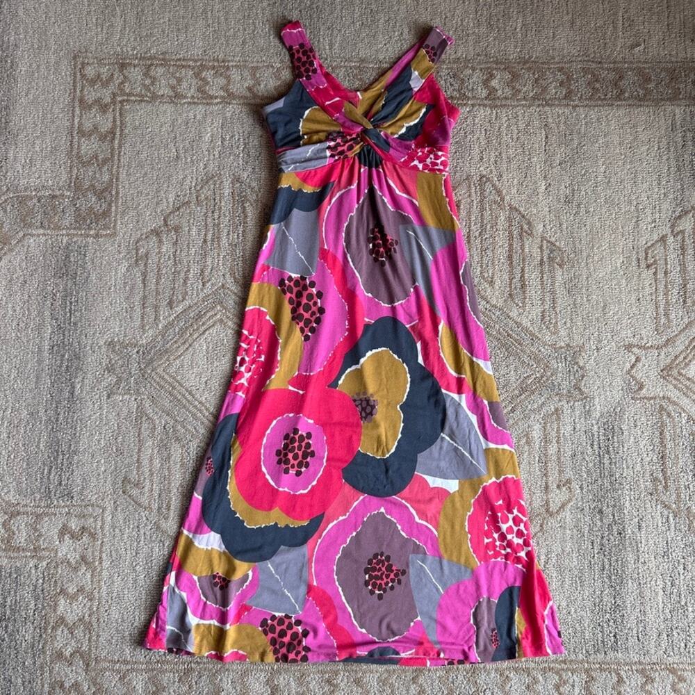 Boden Twist Front Maxi Dress Pink Floral Mod Retro Sleeveless Petite 6P - Picture 9 of 15